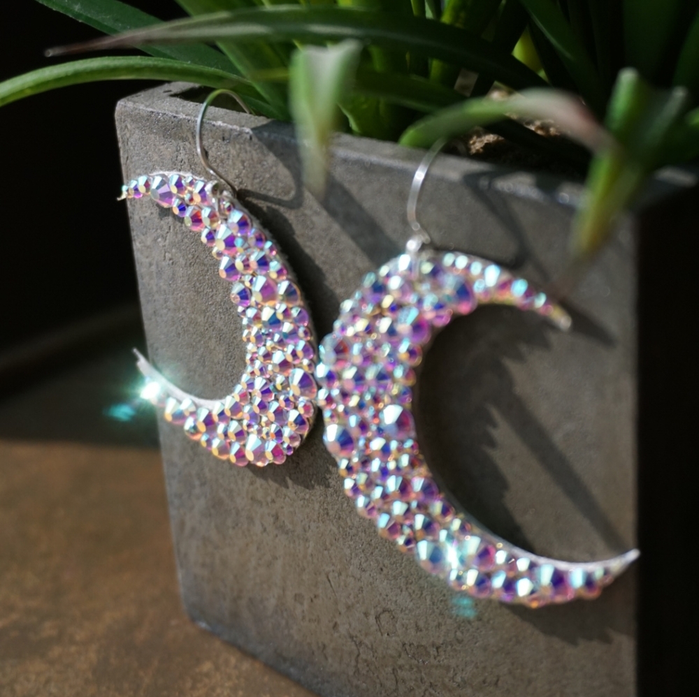"Luna" Moon Earrings - Picture 3 of 3